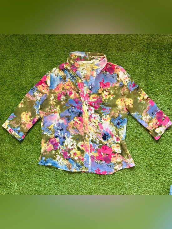 Penmans Tops - Vintage Penmans Multicolor Floral Sheer Button-Up Blouse XL